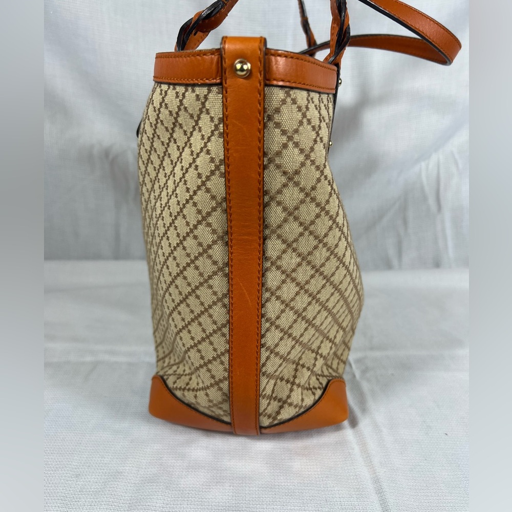 Gucci Diamante Canvas Tote Tan Leather Trim Large Shopper - Picture 4 of 12